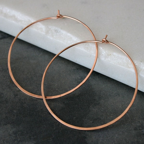 Large Rose Gold Filled Hoops - 2” Classic Large Hoops - 14K Rose Gold Filled Hoops - Two Inches Across - High Karat Gold Fill Round Hoops