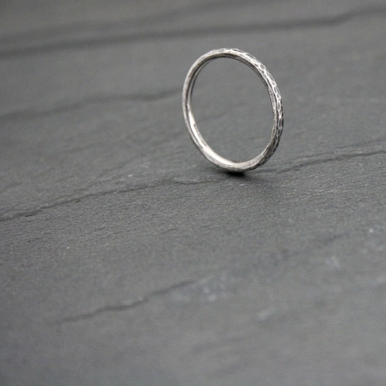 Hammered Sterling Silver Stackable Ring Band Regular Ring Band, Knuckle Ring, Thumb Ring, or Midi Ring Rustic Antiqued Finish image 2