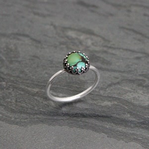 Custom Turquoise Sterling Silver Ring, You Choose the Stone, Made to Order, Dainty Natural Veined Turquoise image 2