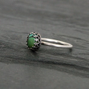 Custom Turquoise Sterling Silver Ring, You Choose the Stone, Made to Order, Dainty Natural Veined Turquoise zdjęcie 4