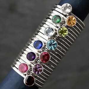 Faceted Gemstone Stacking Ring: 5mm Sterling Silver Birthstone