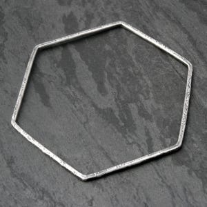 Hand Forged Sterling Silver Hexagon Bangle: Textured Artisan Bracelet