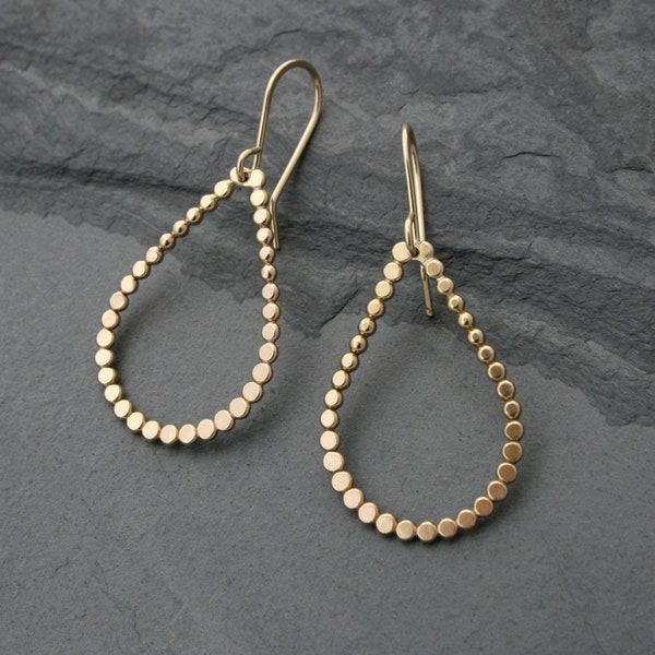 Minimalist Gold Dot Teardrop Earrings, 14k Gold Filled Earrings, High Karat Yellow 14kt Gold Fill