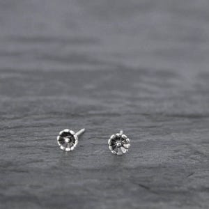 Tiny Flower Sterling Silver Stud Earrings, 4mm Teeny Tiny Floral Studs, Sterling Silver Post Earrings