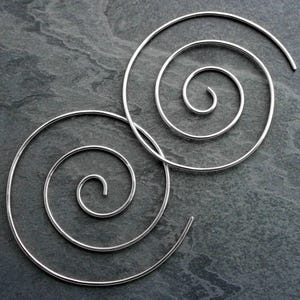 Large Spiral Earrings Solid Sterling Silver, Size Large Nautilus Swirl, Sterling Silver Koru Earrings