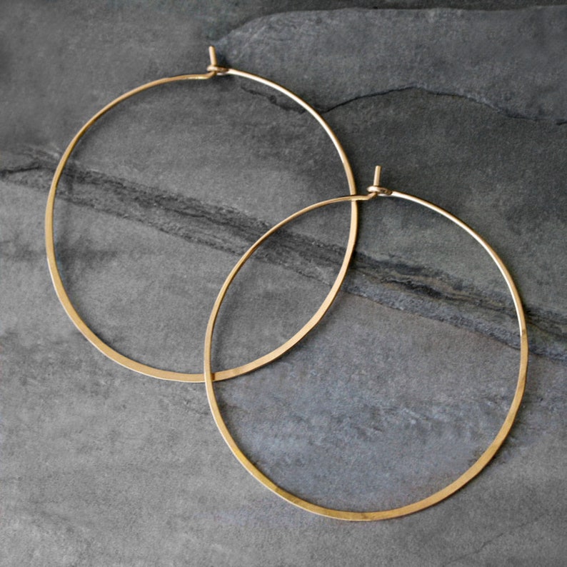 Large 14k Gold Filled Hoops 2 Classic Large Hoops 14K Yellow Gold Filled Hoops Two Inches Across High Karat Gold Fill Round Hoops image 3
