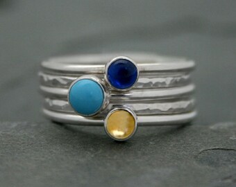 Set of Three Sterling Silver Stacking Rings Stackable | Etsy