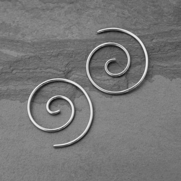 Small Spiral Earrings, Sterling Silver Spirals, Size Small Dainty Minimalist Spiral Earrings, Eco Sterling Silver