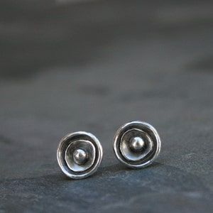 Sea Anemone Sterling Silver Earrings, Hand made Stud Earrings, Sterling Silver Post and Earring Back image 3