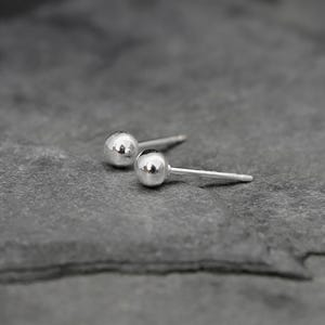 Tiny Sterling Silver Ball Earrings: Handmade 3.5mm Studs
