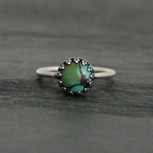 Custom Turquoise Sterling Silver Ring, You Choose the Stone, Made to Order, Dainty Natural Veined Turquoise image 1