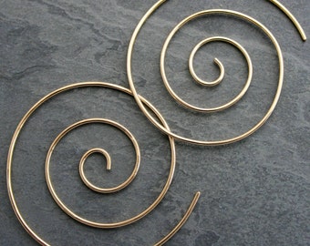 Large Spiral Earrings - 14k Yellow Gold Fill, Size Lg Nautilus Swirl, 14k Gold Filled Spiral Earrings