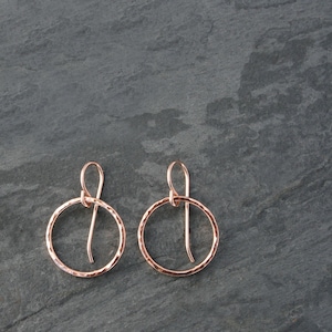 Rose Gold Filled Hoop Earrings, Extra Small Little Round Eternity Hoops, 14k Rose Gold Fill Minimalist Dangle Hammered XS Circles