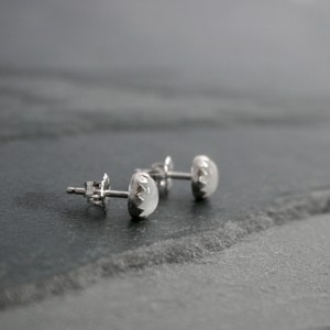 Moonstone Stud Earrings, Sterling Silver Studs, Natural Luminous Gemstones, White Moonstone Earrings image 5