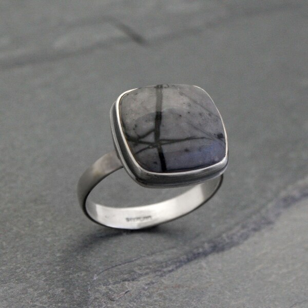 Picasso Jasper Ring - Sterling Silver Statement Ring - One of a Kind Ring Size 10 - Picture Jasper