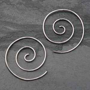 Sterling Silver Spiral Threader Earrings: Handmade Koru Swirl