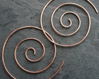 Large Spiral Earrings 14k Rose Gold Fill, Size Large Nautilus Swirl, 14k Rose Gold Filled Koru Earrings