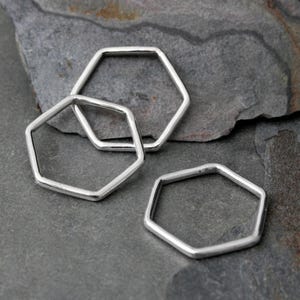 Sterling Silver Hexagon Stacking Rings - Set of 3