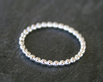 Sterling Silver Bead Ring, Solid Sterling Silver, Stacking Ring, Dot Ring, Bubble Ring, Beaded Ring, Dotted Ring Spacer Band