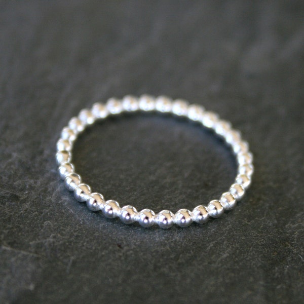 Sterling Silver Bead Ring, Solid Sterling Silver, Stacking Ring, Dot Ring, Bubble Ring, Beaded Ring, Dotted Ring Spacer Band