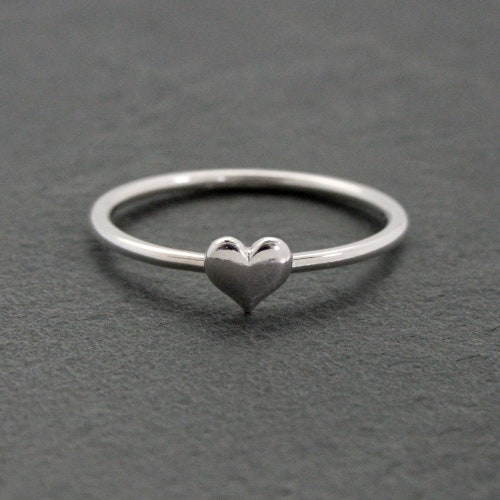 Sterling Silver Heart Stacking Ring Mothers Day Valentine - Etsy