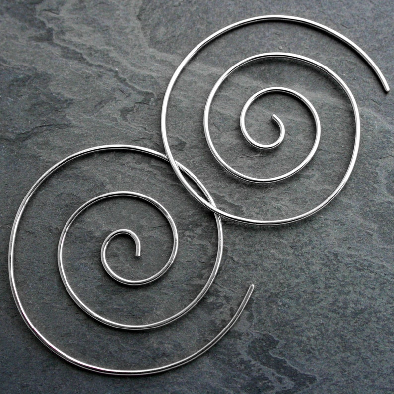 Spiral Earrings Solid Sterling Silver Size Large Nautilus - Etsy