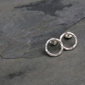 Open Circle Earrings, Sterling Silver Post Earrings Studs, Minimalist Circular Peekaboo Dainty Stud Earrings image 2