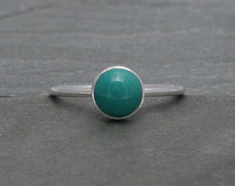 Bague cabochon ronde avec pierres précieuses de 8 mm, simplicité élégante et minimaliste, bagues empilables avec pierres précieuses naturelles