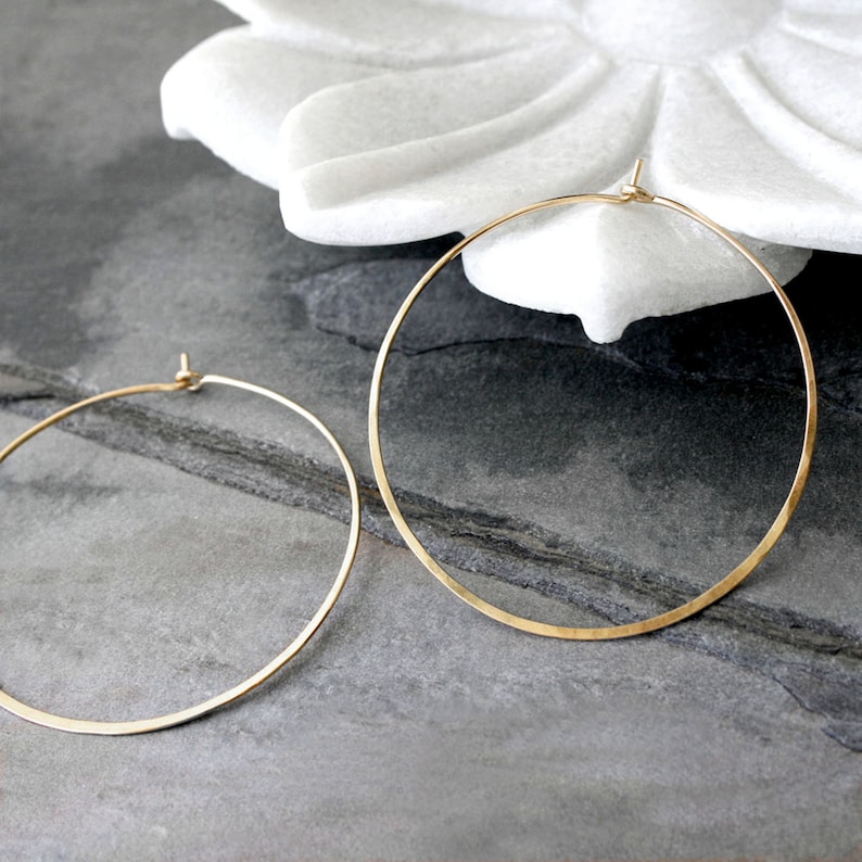 Large 14k Gold Filled Hoops 2 Classic Large Hoops 14K Yellow Gold Filled Hoops Two Inches Across High Karat Gold Fill Round Hoops image 4