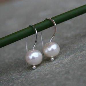 Handmade Sterling Silver Pearl Drop Earrings: Dainty Modern Style