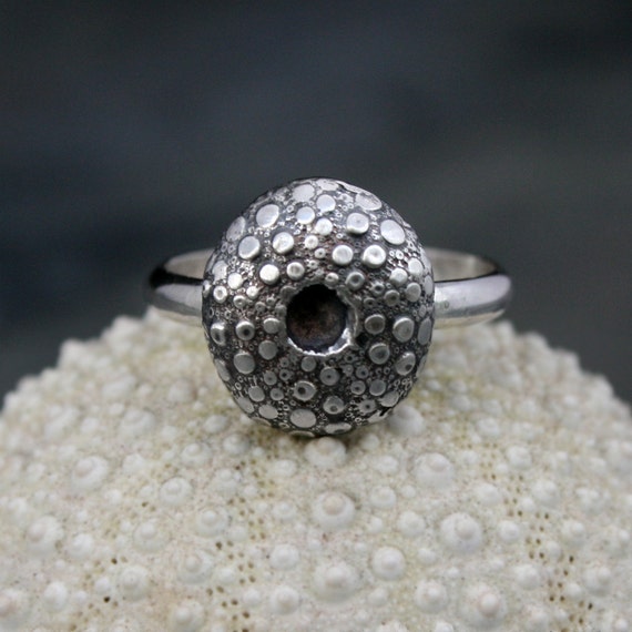 Items similar to Sea Urchin Sterling Silver Ring, Ocean Jewelry ...