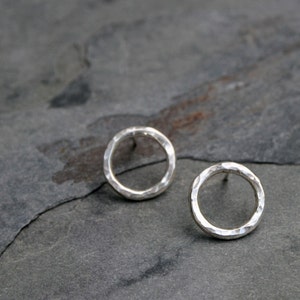 Open Circle Earrings, Sterling Silver Post Earrings Studs, Minimalist Circular Peekaboo Dainty Stud Earrings image 1