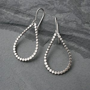 Sterling Silver Teardrop Earrings, Modern Minimalist Silver Earrings, Open Teardrop Dangle Earrings
