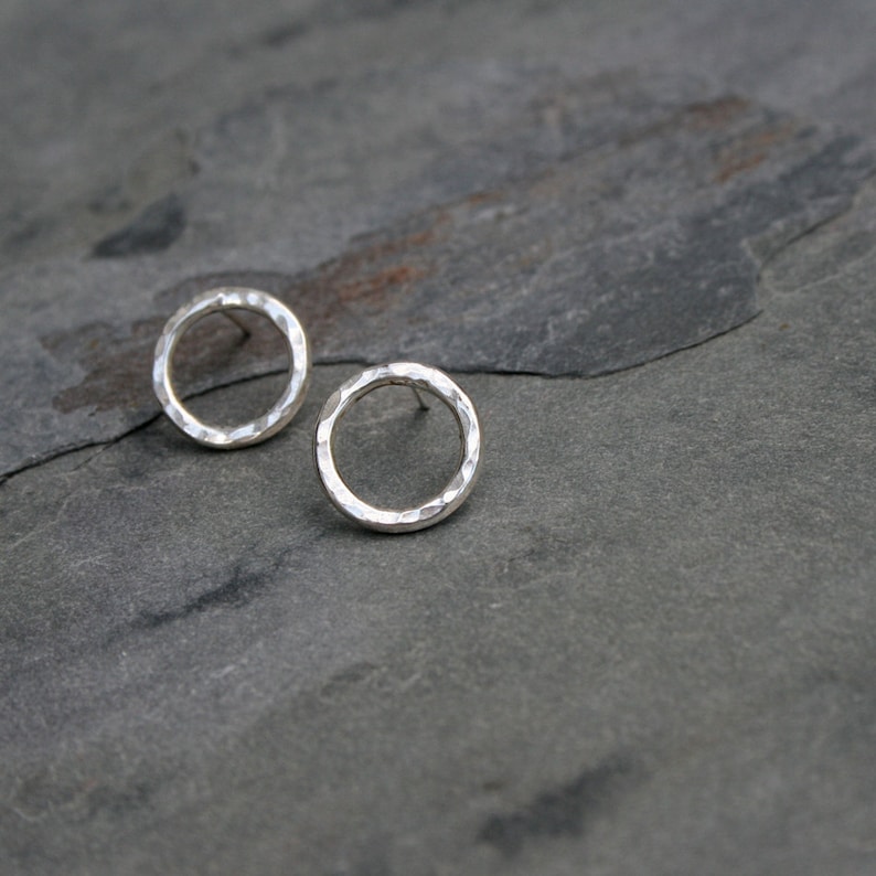 Open Circle Earrings, Sterling Silver Post Earrings Studs, Minimalist Circular Peekaboo Dainty Stud Earrings image 4