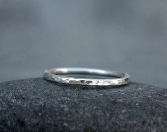 Hammered Sterling Silver Stacking Ring Band