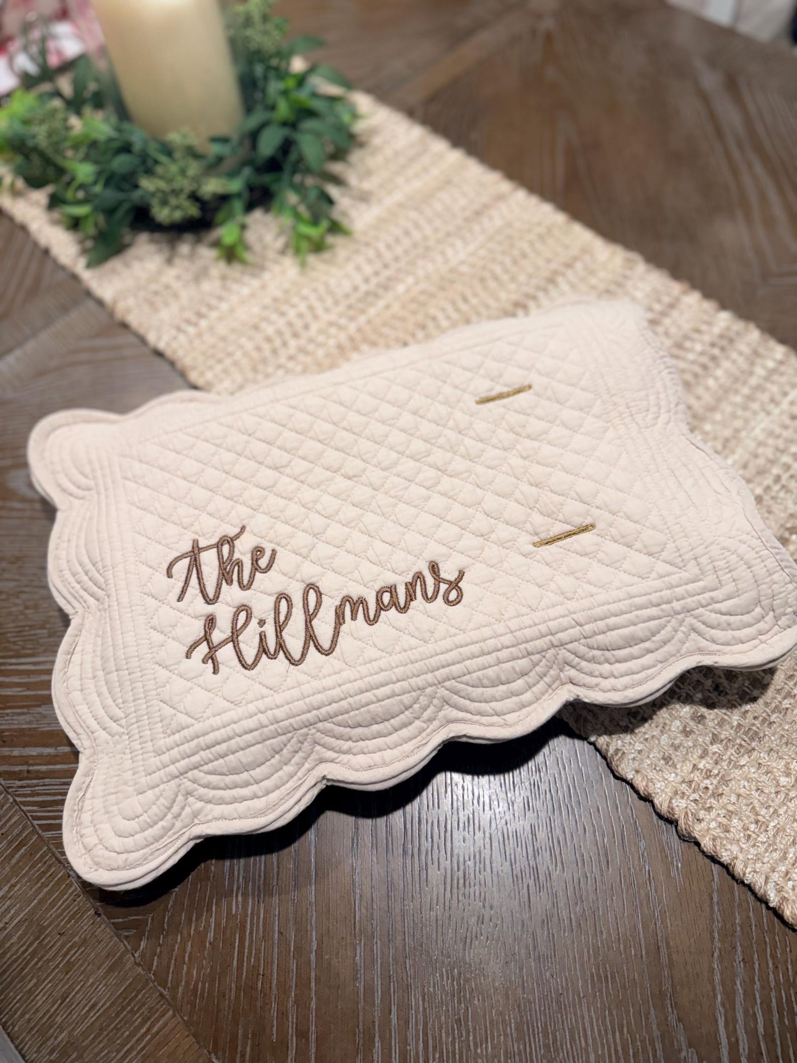 Casserole Dish Cover | Embroidered | Quilted | Personalized Gift | Housewarming | Wedding | Christmas | Bridal Shower | Scolloped Edge - emerald green