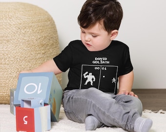 David & Goliath Retro Video Game Toddler Short Sleeve Tee | Christian Tshirt for Toddlers | Bible Character Tshirt | Christian Tee For Kids