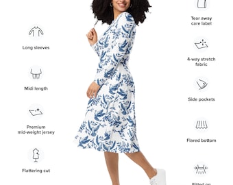 Doves & Olive Branches Long Sleeve Midi Dress | Modest Dress | Church Dress | Christian Clothing