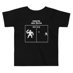 David & Goliath Retro Video Game Toddler Short Sleeve Tee | Christian Tshirt for Toddlers | Bible Character Tshirt | Christian Tee For Kids