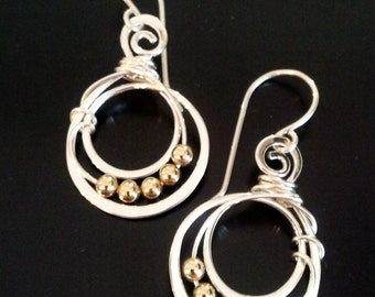 Sterling silver earrings with gold filled beads