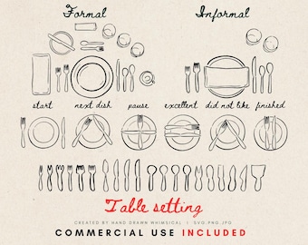 Table Setting SVG - Whimsical Hand-Drawn Wedding SVG & PNG Files