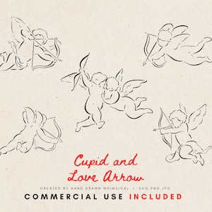 Hand-drawn Cupid Illustration - Whimsical Hand-Drawn Wedding SVG & PNG Files