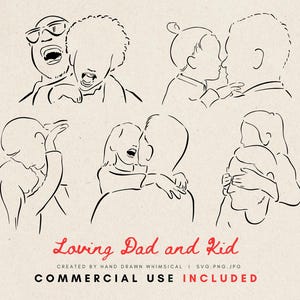 Vater und Kind Illustration - Gesunde Vatertagskunst, emotionale Vater und Kind Zeichnung, digitaler Download Geschenk für Vater