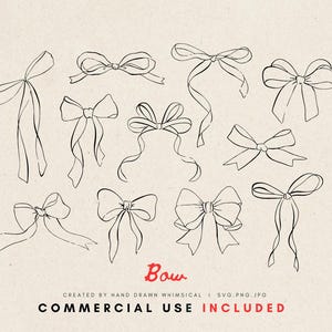 Ribbon Bow SVG - Whimsical Hand-Drawn Wedding SVG & PNG Files