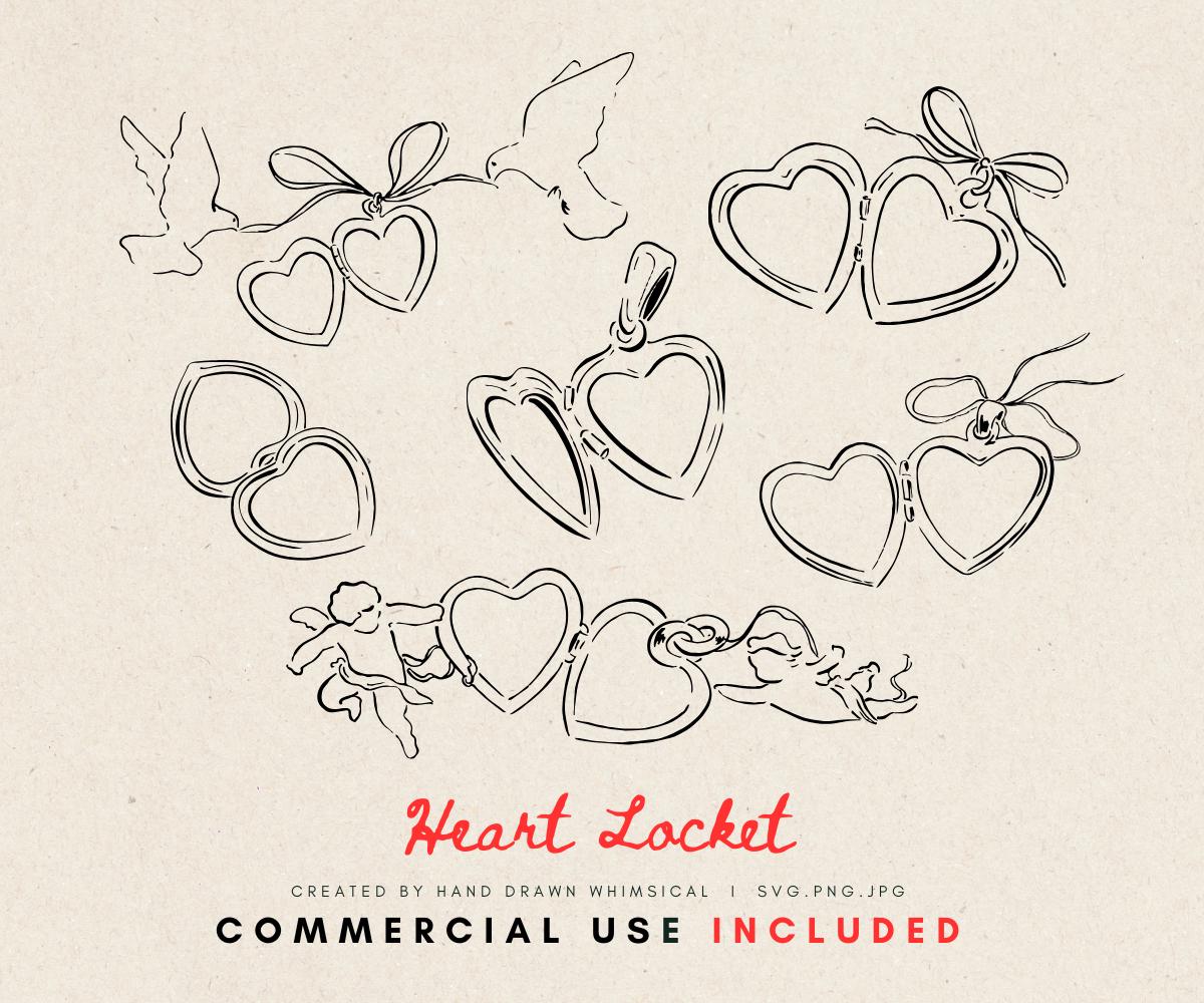 Locket SVG - Whimsical Hand-Drawn Wedding SVG & PNG Files