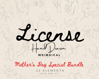 Commercial License Hand-drawn Whimsical Mother’s Day SVG Bundle, unlimited usage, no credit required.
