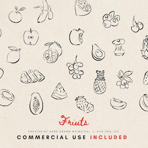 Fruits SVG - Whimsical Hand-Drawn Wedding SVG & PNG Files