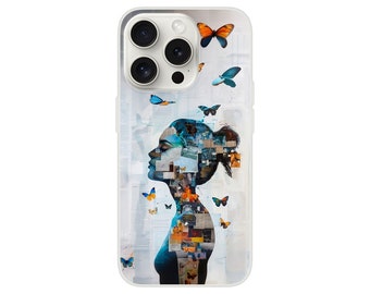 Butterfly Metamorphosis Collage Clear Flexi Phone Case by Somerset Splendor