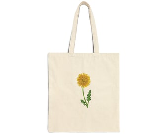 Peut inclure: Un sac fourre-tout beige avec un motif de pissenlit jaune.