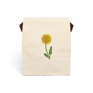 Sac à lunch en toile pissenlit avec sangle, sac à fermeture velcro, boîte à lunch pour adolescente, cadeau de rentrée des classes, sac pour les amoureux de la nature, étudiant, enfant hippie
